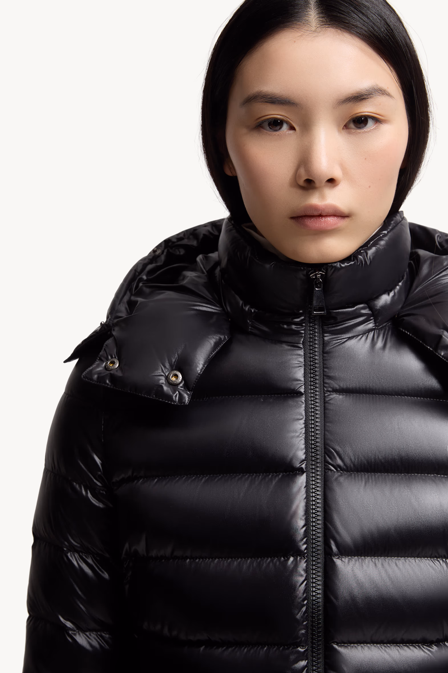 Badyf Faux Fur-Trimmed Hooded Short Down Jacket Women Black Moncler 7